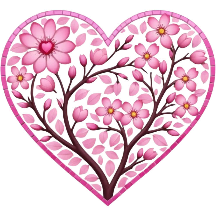 sakura heart with a mosaic pattern emoji