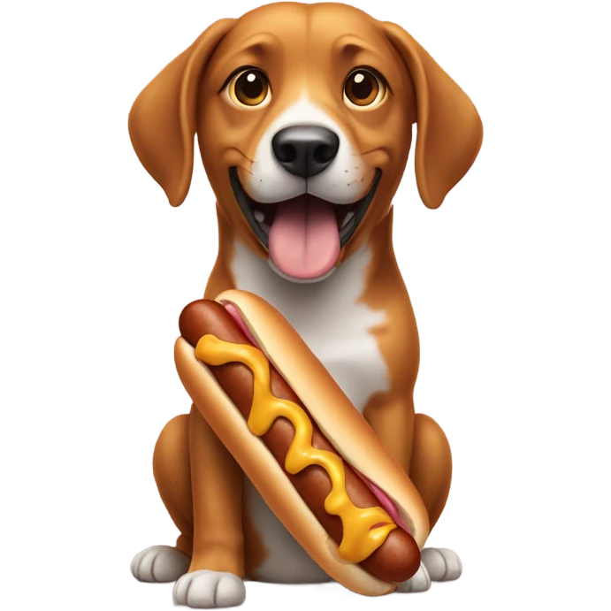 dog eating a hot dog emoji