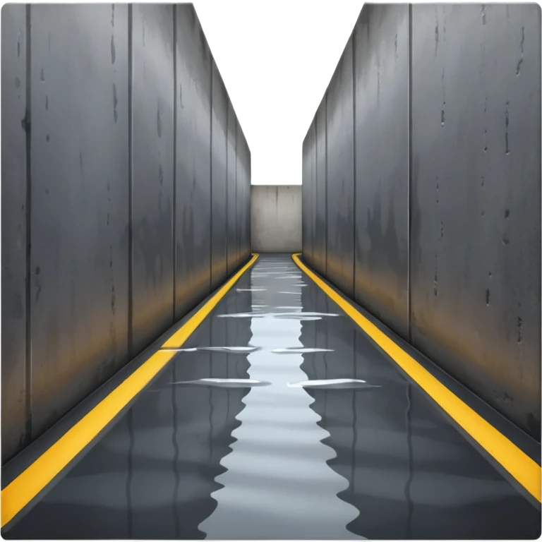 A wet road between concrete walls emoji