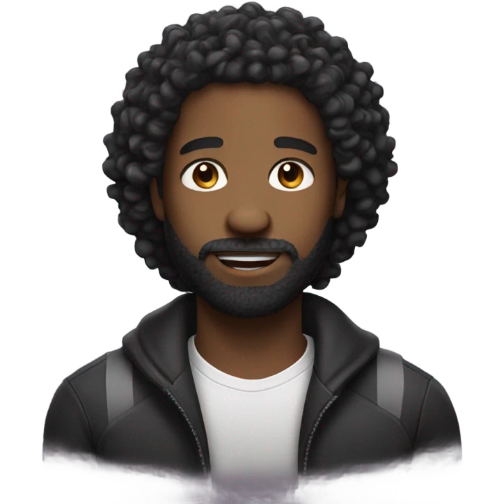 Black man curly hair with beard emoji