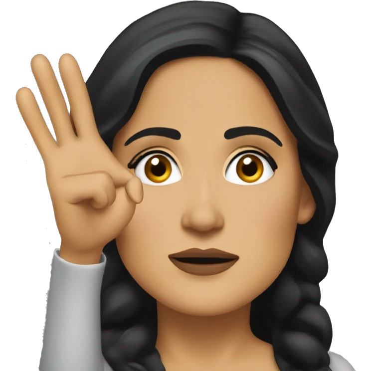 Salma Hayek pointing forward emoji