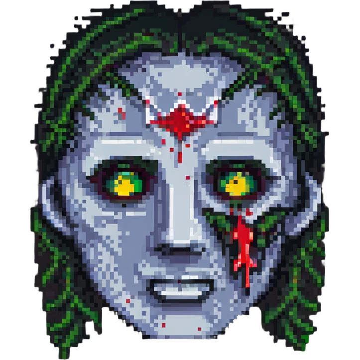 face with bleeding eyes, pixel art style, retro, 8-bit look emoji