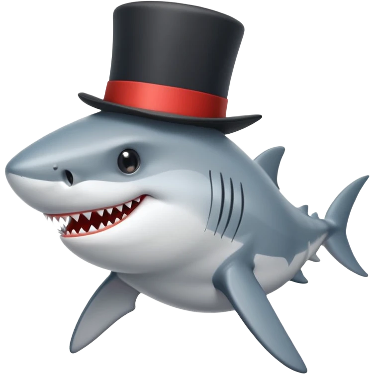 Shark with a top hat emoji