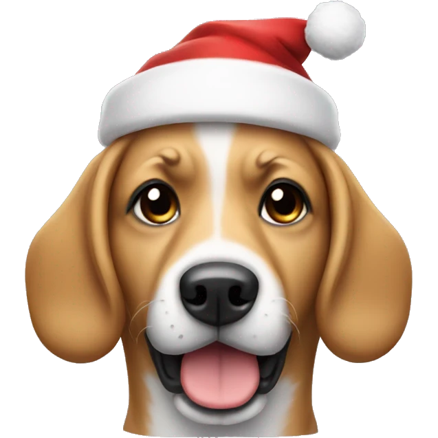 Dog wearing a Santa hat emoji