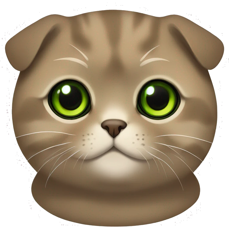 Brown scottish fold with green eyes  emoji