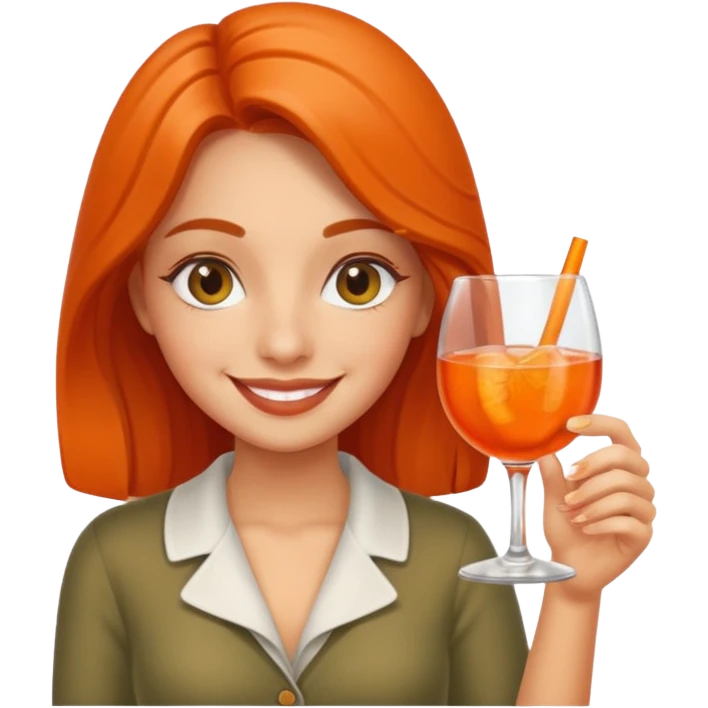 Italian girl making an Aperol Spritz, smiling emoji