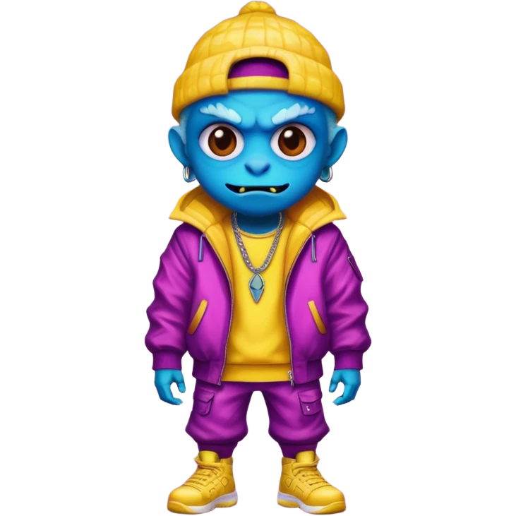 porttrait of monster with flashy-streetwear outfit emoji