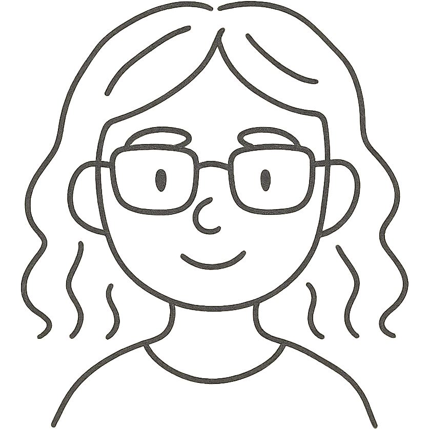 A red-haired girl with blond eyebrows and square glasses emoji