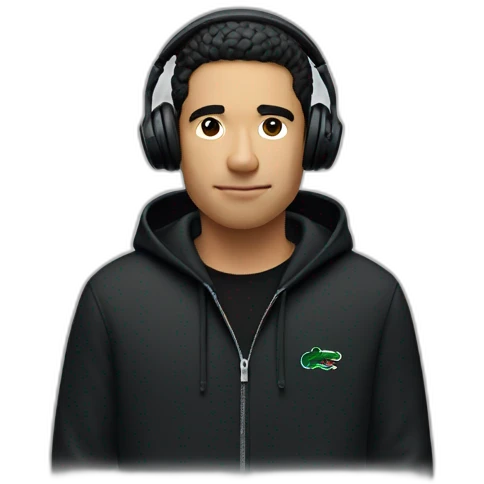 Lacoste headphone latin guy with black lacoste hoodie emoji
