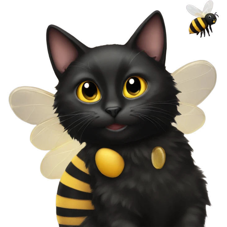 Black cat as a bee emoji