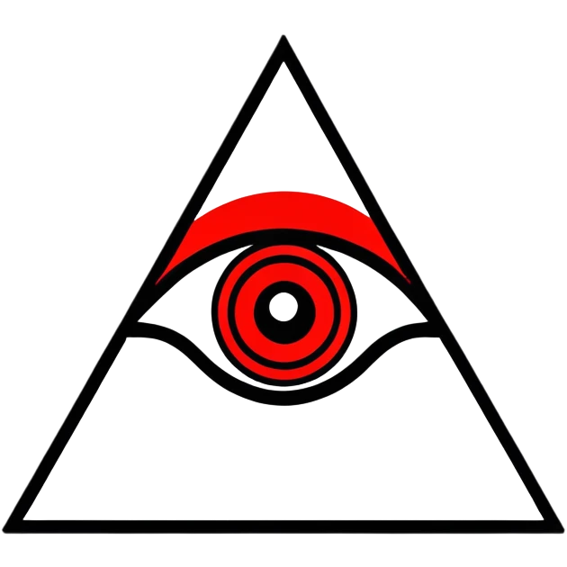 Illuminati triangle symbol with eye in center, black and red color scheme emoji