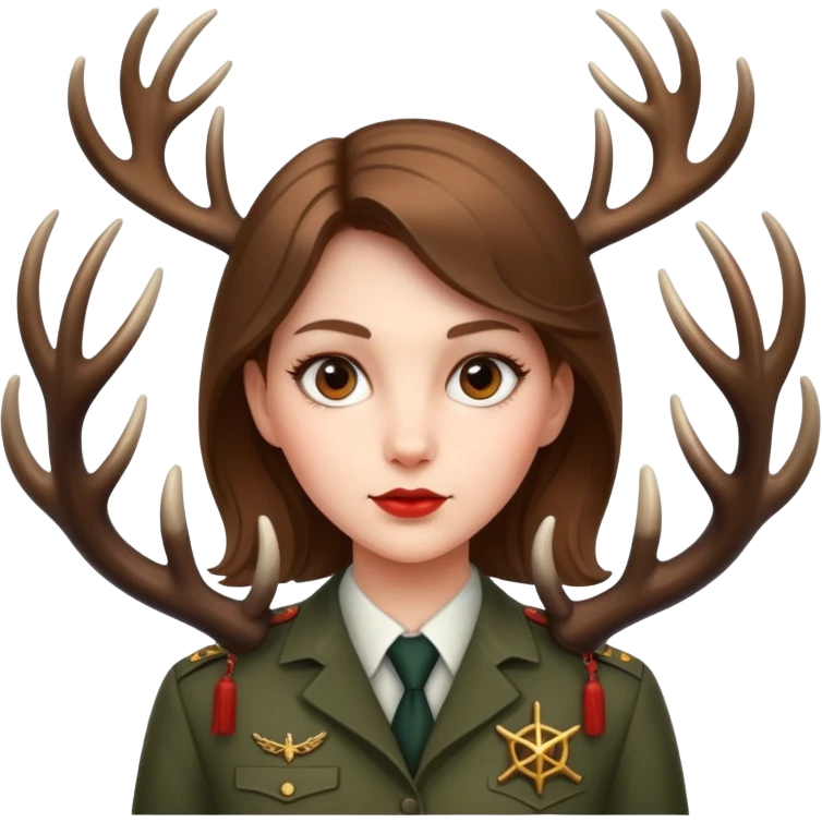 KGB agent girl with deer antlers  emoji