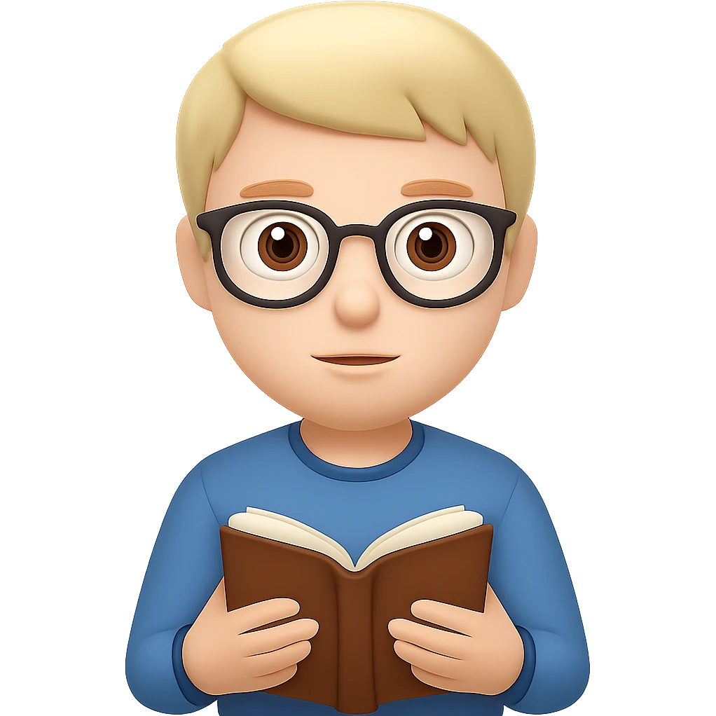 Add glasses to the boy in the style of emoji (apple style emojis). Keep the emoji style look and no background. emoji