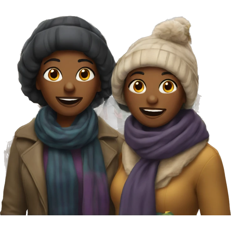 Two black women at a Christmas market emoji