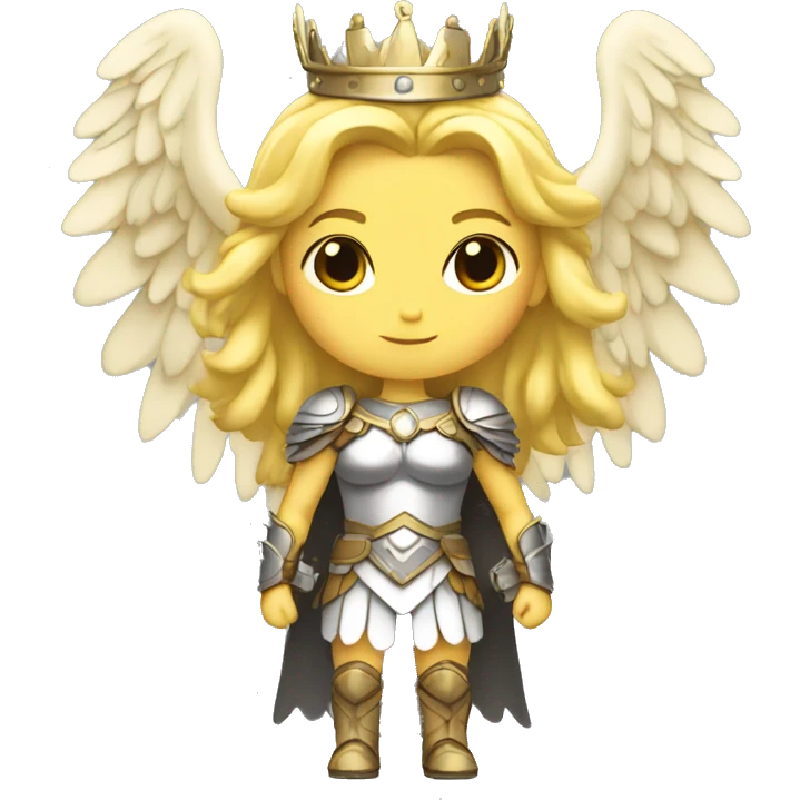 Blond Valkyrie full body with crown with wings emoji