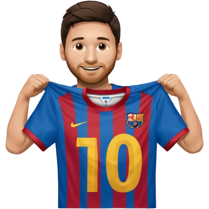 Lionel Messi holding up his own shirt emoji