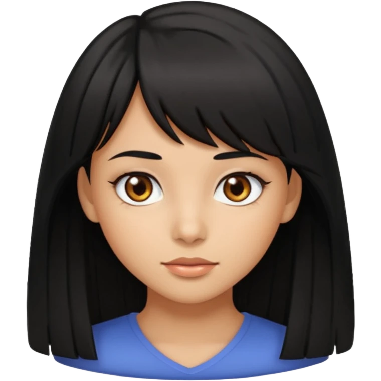 beautiful black-haired girl with side-swept bangs, tan skin, and hazel eyes emoji