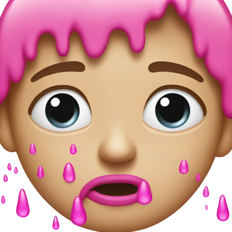 Crying emoji but the tears are pink emoji