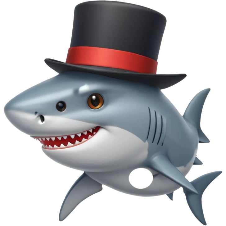 Shark with a top hat emoji