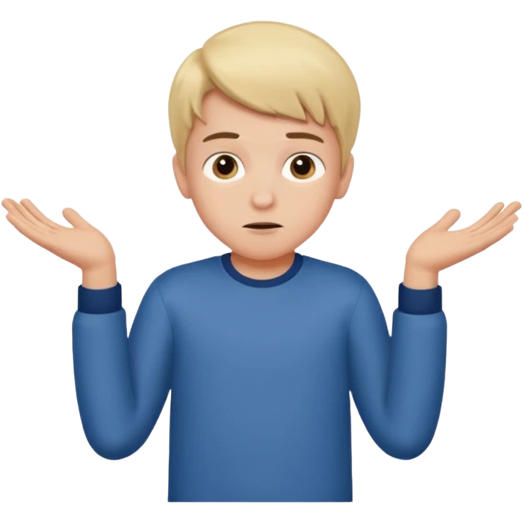 A boy shrugging with 6 over one hand and 7 over the other emoji