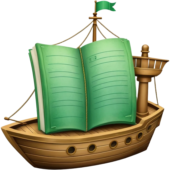 Create a green ledger on a ship waiving goodbye emoji