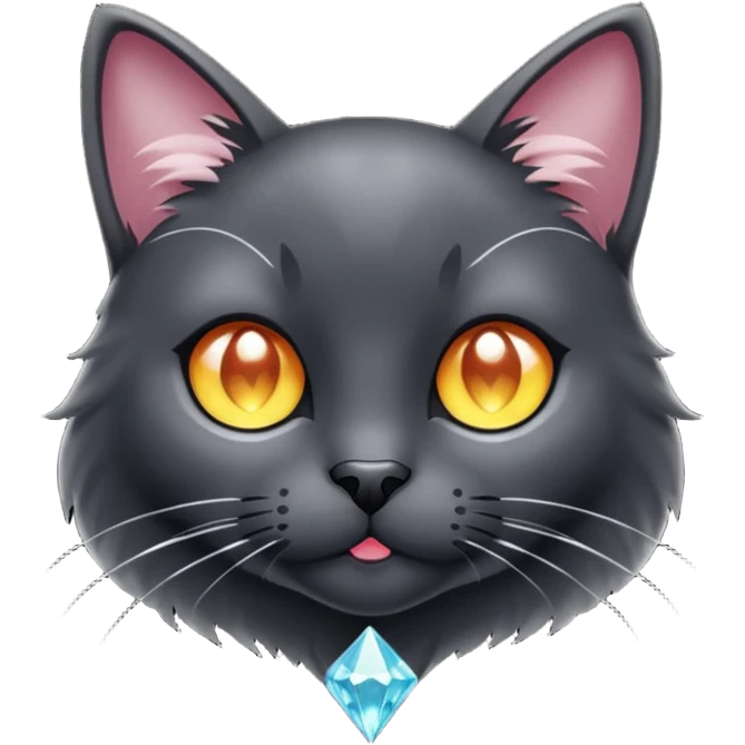 black cat with a small diamond  emoji