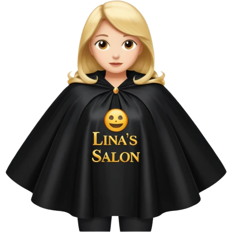 "lina's salon" written on a cape emoji