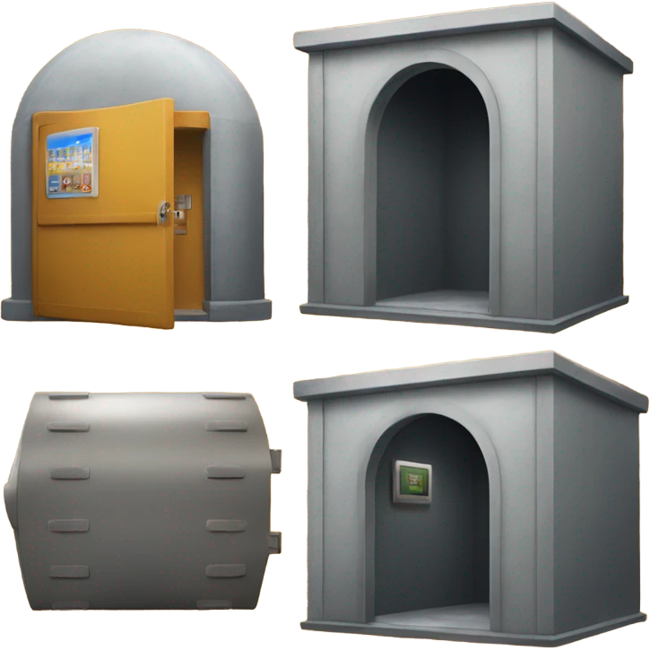 a studio booth and a vault emoji