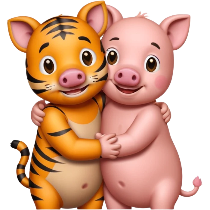 tiger and piggy hugging  emoji