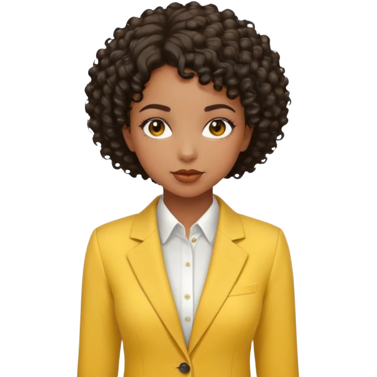 black girl Short curly hair, yellow suit,  emoji