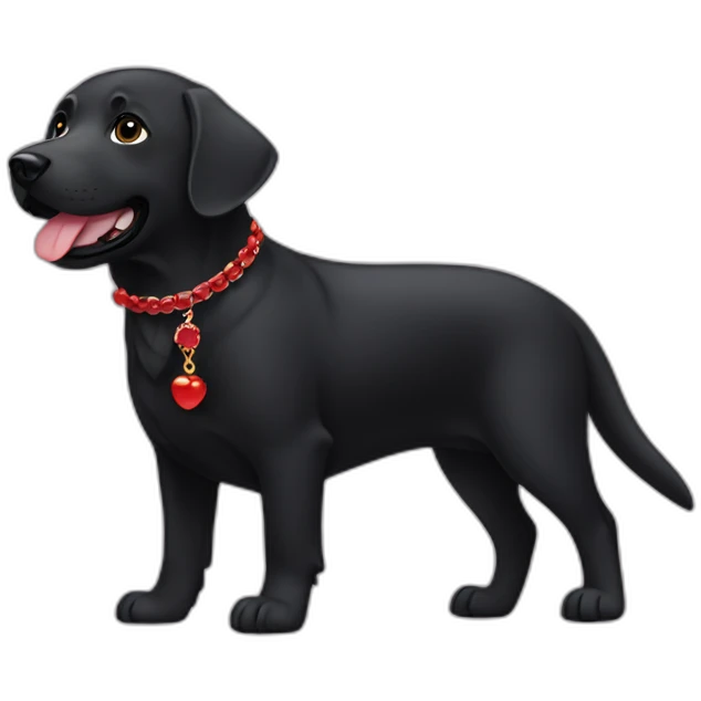 Black labrador with red necklace emoji