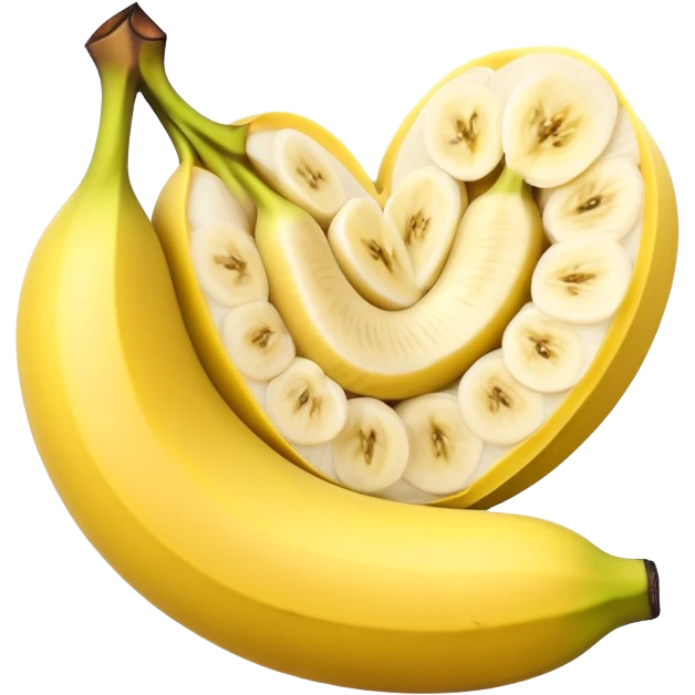 Sliced banana heart emoji