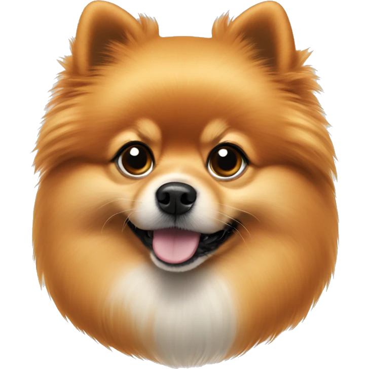 Pomeranian with small ears and orange fur. emoji