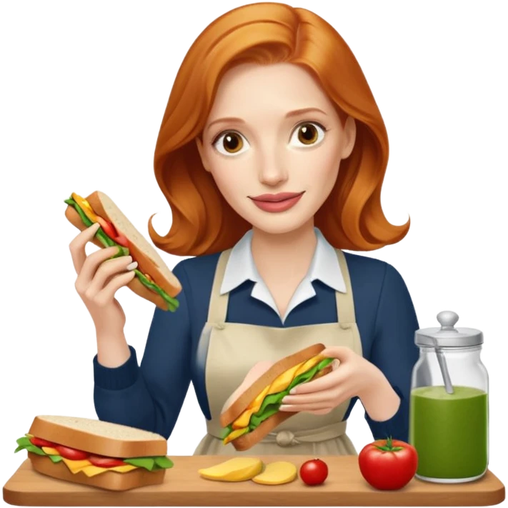 Jessica Chastain, making sandwich  emoji