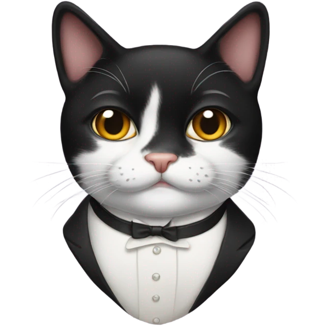 Tuxedo cat with crooked moustache  emoji