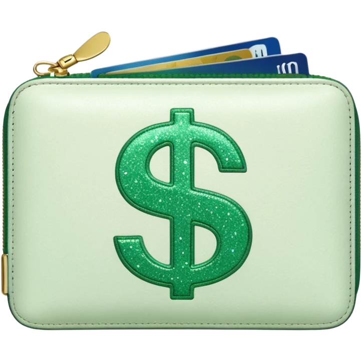 glitter white wallet green symbol $ emoji