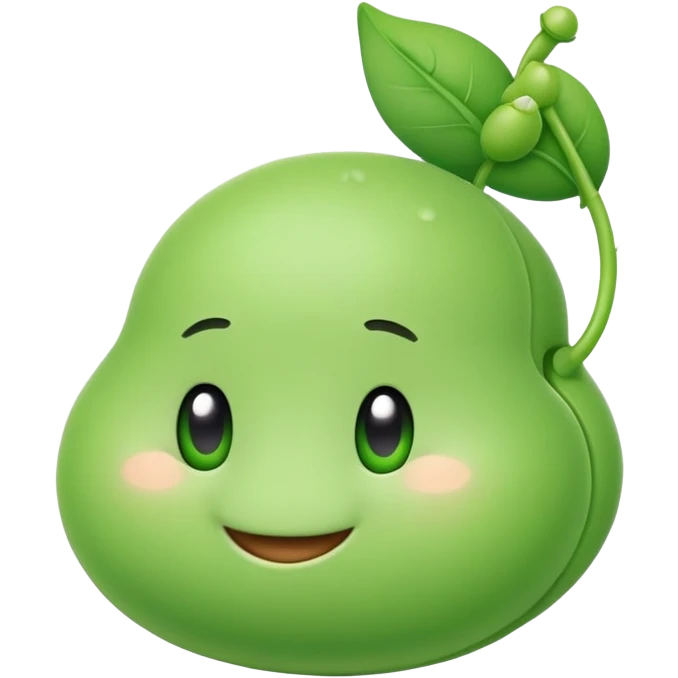 cute green pea wearing airpods emoji
