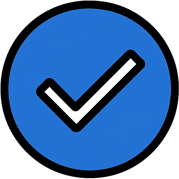 facebook verified badge, blue checkmark in a circle, clean and simple icon style emoji