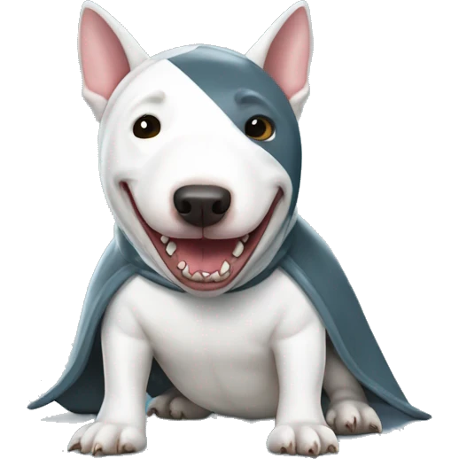 Bull terrier wearing shark costume  emoji