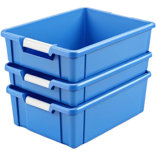 stackable plastic parts bin blue emoji