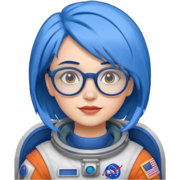 Female astronaut with blue hair, wear glasses emoji