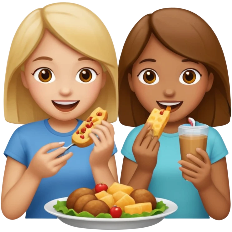 Girls eating  emoji