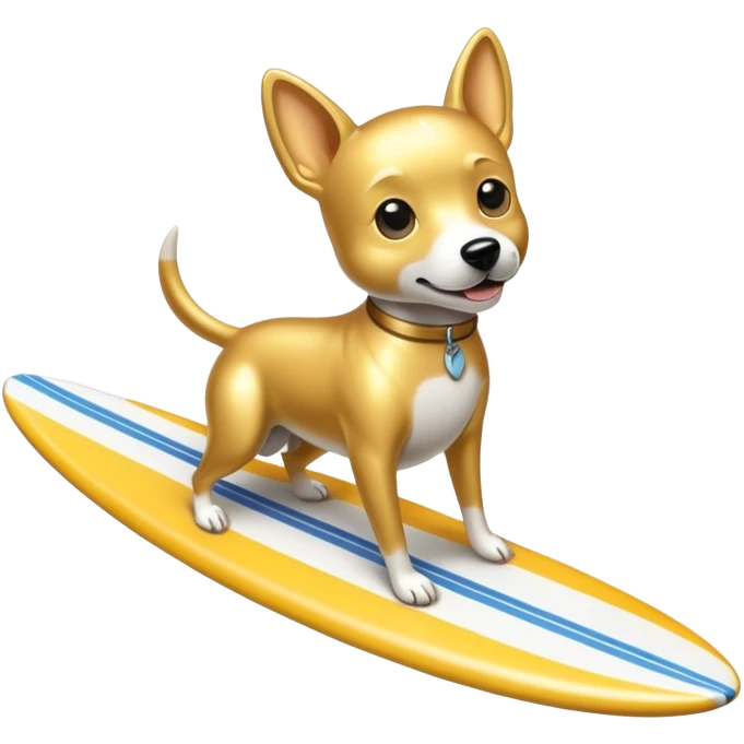 Gold dog on surf board emoji