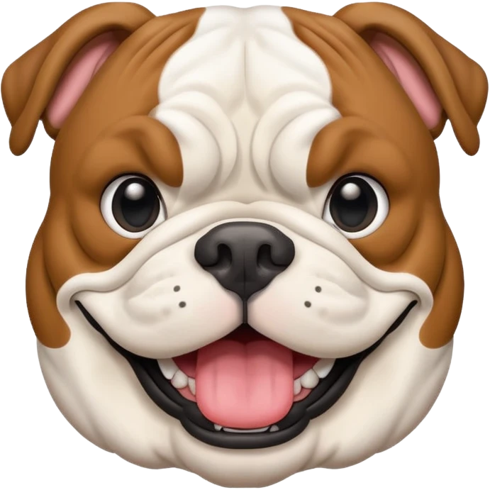 Black and white happy boy English bulldog with a big smile emoji