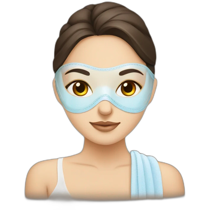 Brunette girl with spa mask relaxing emoji