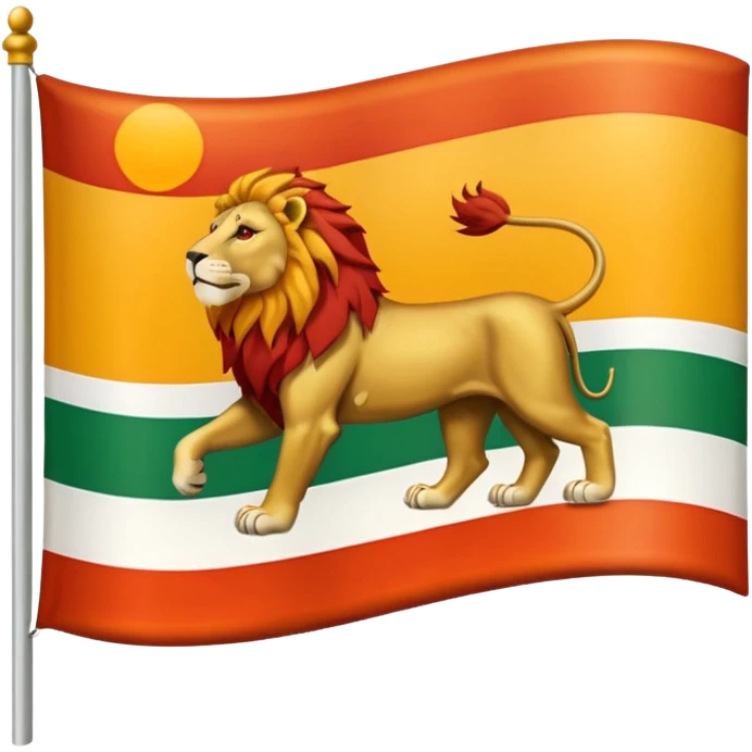 A flag with three horizontal color that upper is Green , middle is White and in down red color, in the White line is a lion and sun that sunrises from back of lion in the middle line  emoji