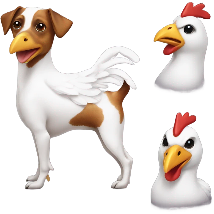 Jack Russel wearing a chicken costume emoji