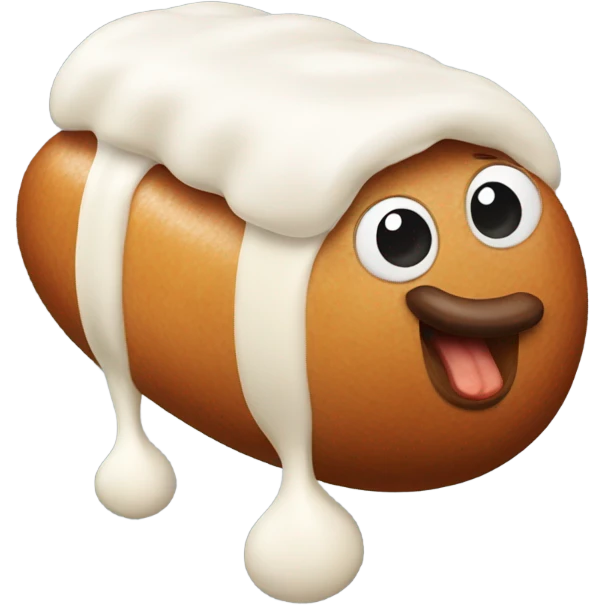 A sausage with white stuff on the top emoji