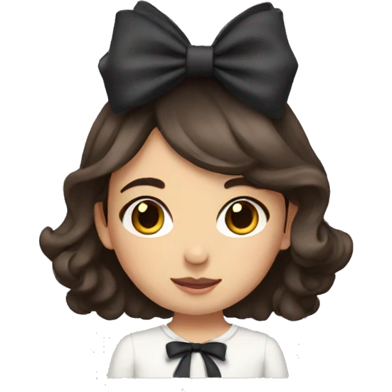 cute girl with dark brown hair with bow in hair emoji