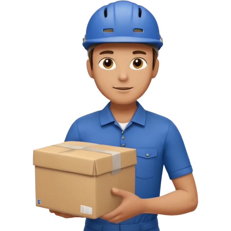 male delivery worker in a  cycling, holding a parcel emoji